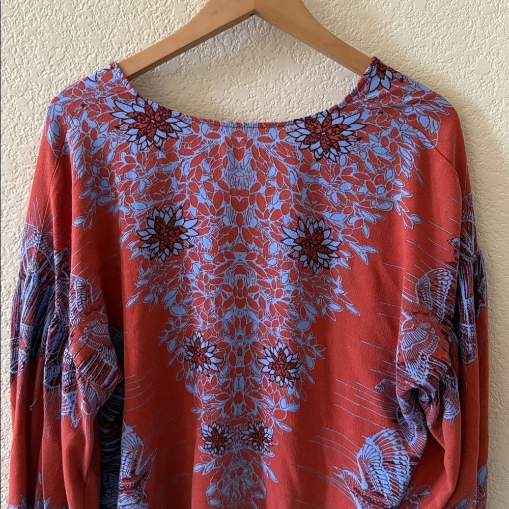Free People Birds Of A Feather Top Blouse Burnt Orange XS Oversized - Picture 8 of 12